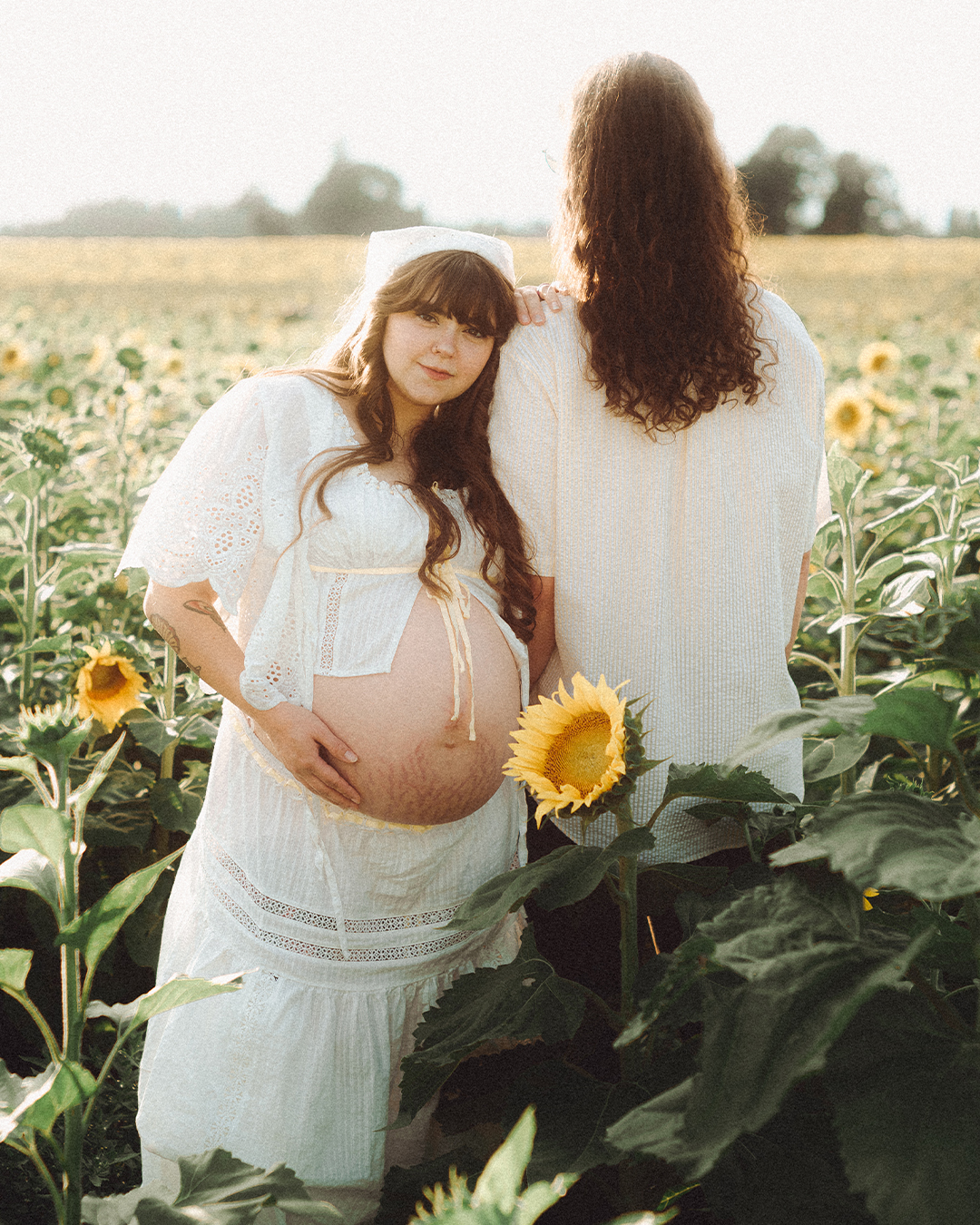 Lovestory Pregnancy Announcement Among the Sunflowers of the Wooden Shoe Tulip Farm — photograph 13 of 39